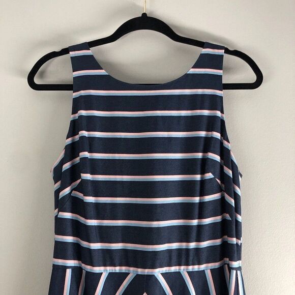 Eliza J Size 10 Striped Sleeveless Dress Tie Back Shoulders Nautical Boat Classy - Picture 2 of 16
